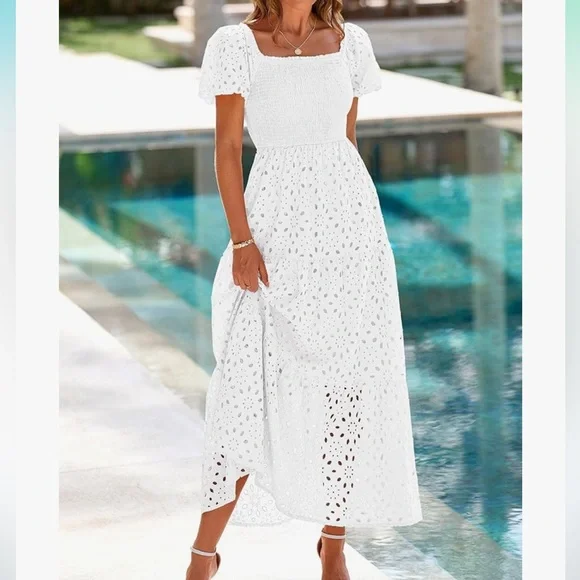 Elegant White Lace Maxi Dress - Picture 1 of 12